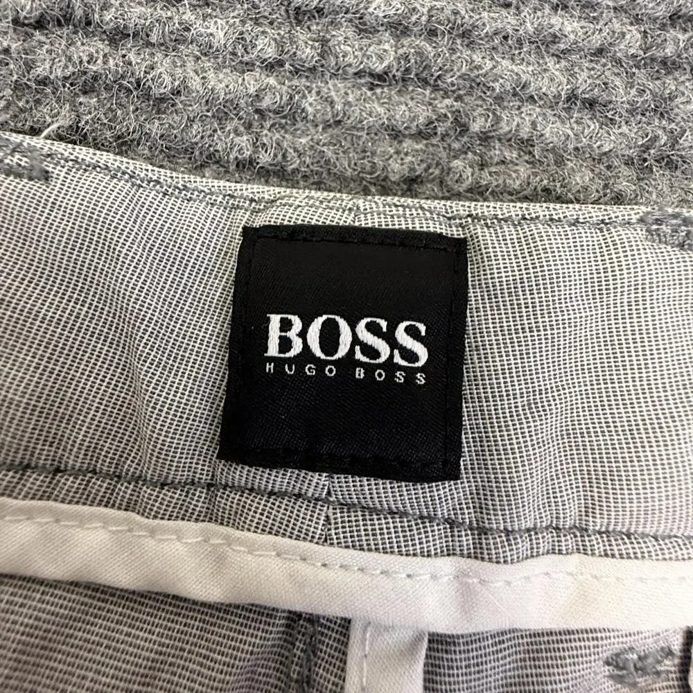 Hugo Boss Pants Mens 38x32 Gray Chambray Stretch Chino Casual Italian Crigan3-W